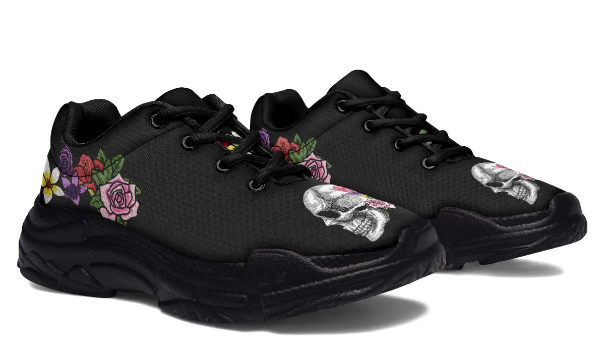 Floral Anatomy Skull Chunky Sneakers