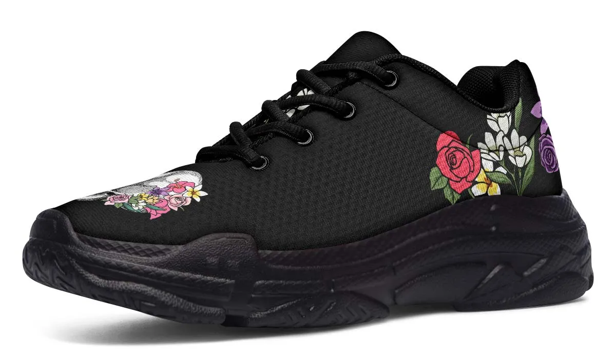 Floral Anatomy Skull Chunky Sneakers