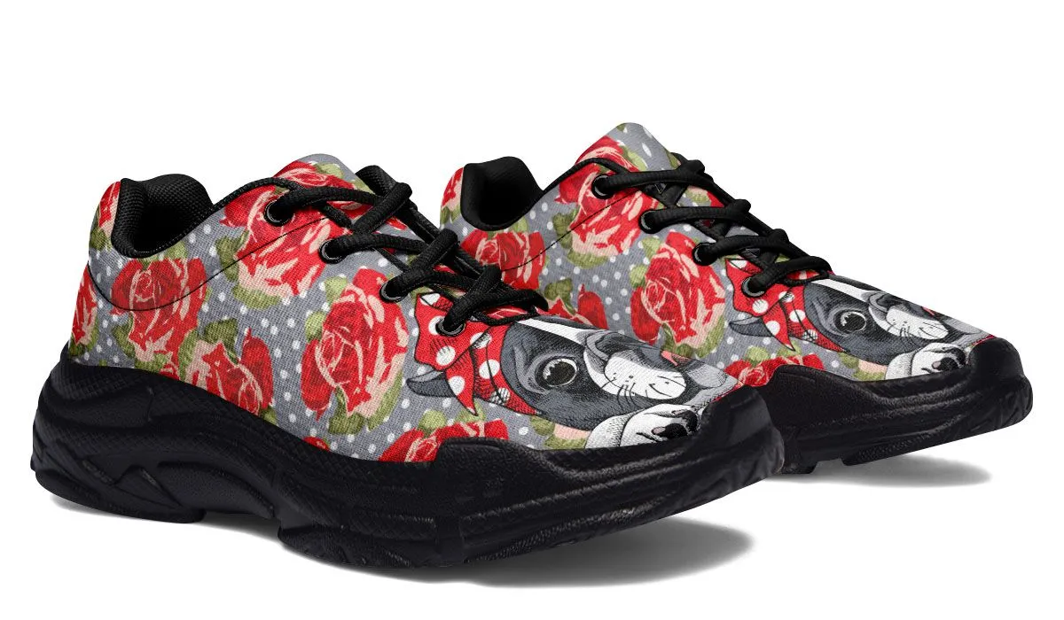 Floral Boston Terrier Chunky Sneakers