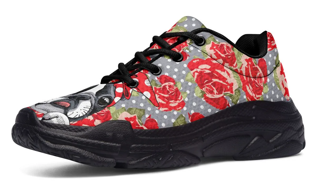 Floral Boston Terrier Chunky Sneakers