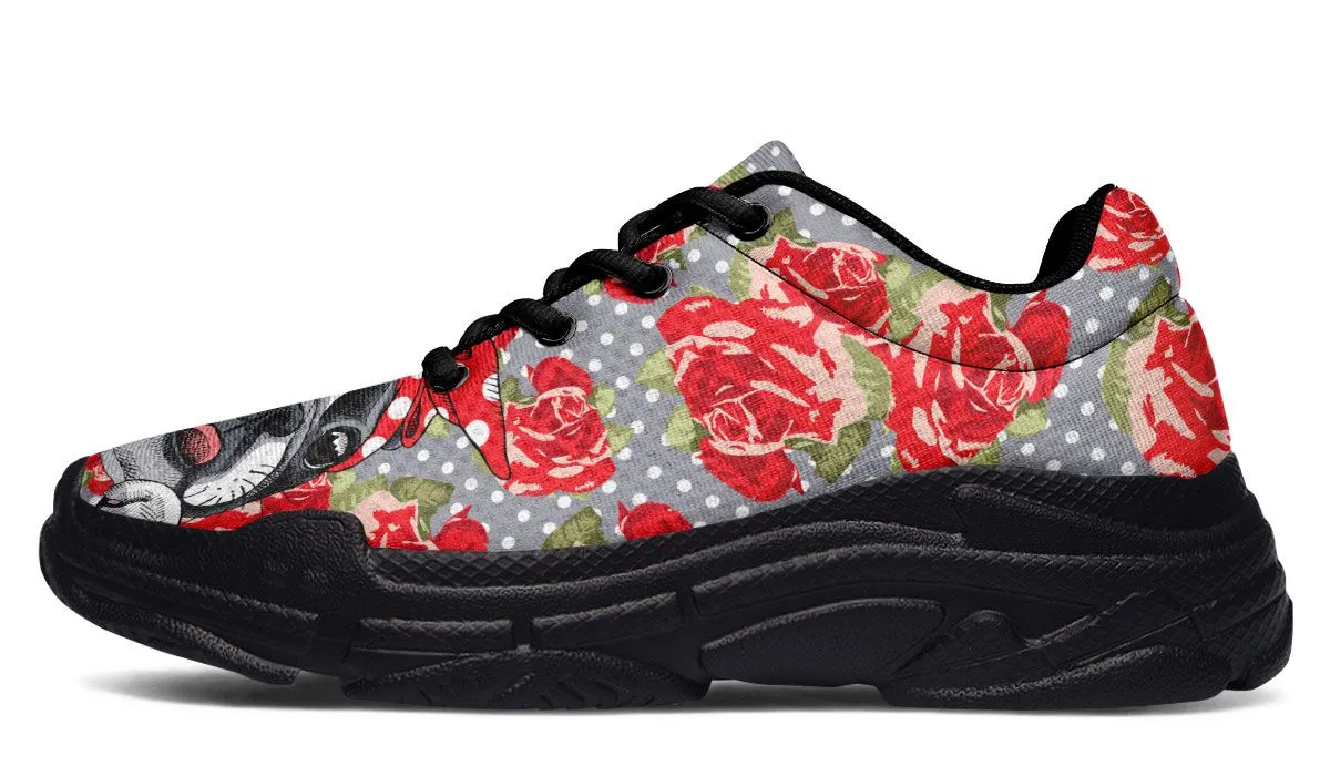 Floral Boston Terrier Chunky Sneakers