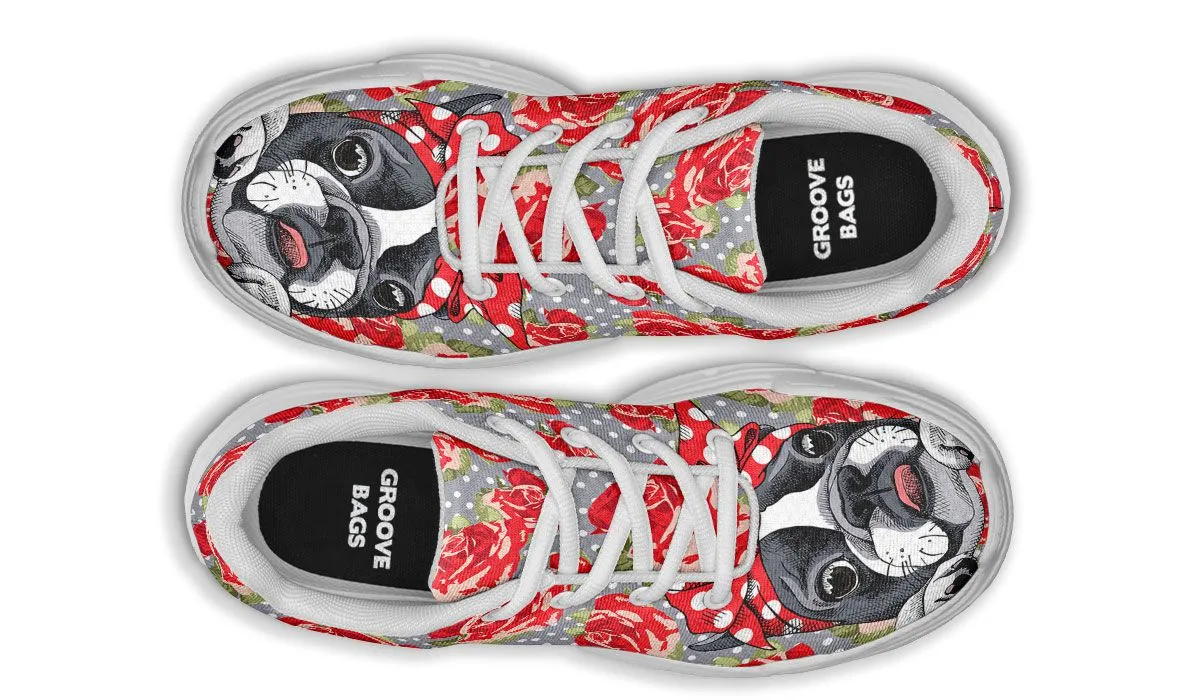 Floral Boston Terrier Chunky Sneakers