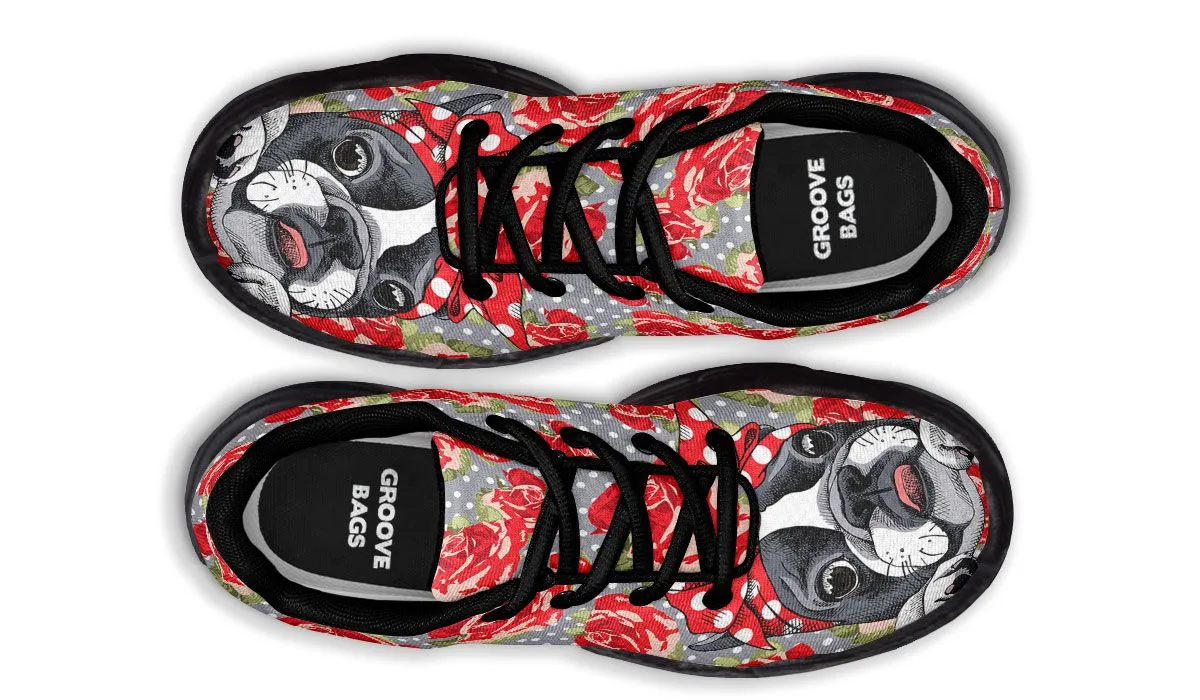 Floral Boston Terrier Chunky Sneakers