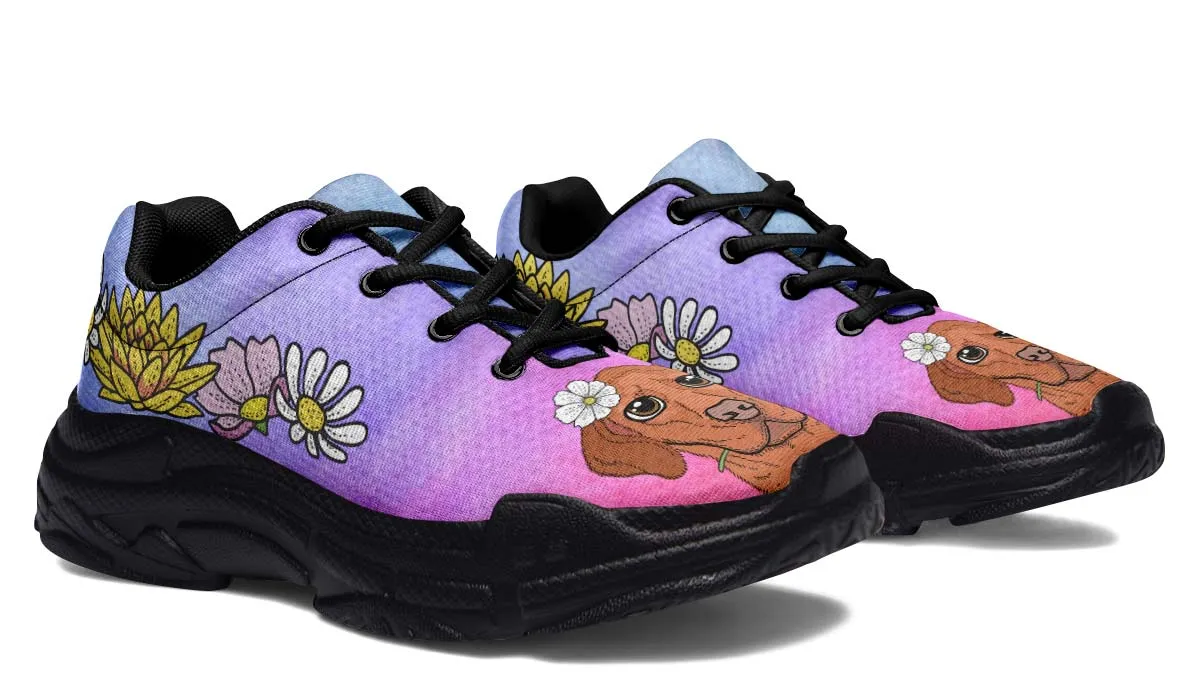 Fun Floral Vizsla Chunky Sneakers