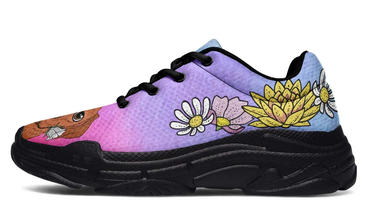 Fun Floral Vizsla Chunky Sneakers