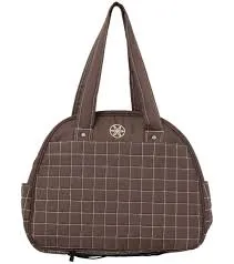 GAIAM METRO SPORT BAG Vegan Gym Duffle Travel Quilted BROWN Bowler Tote