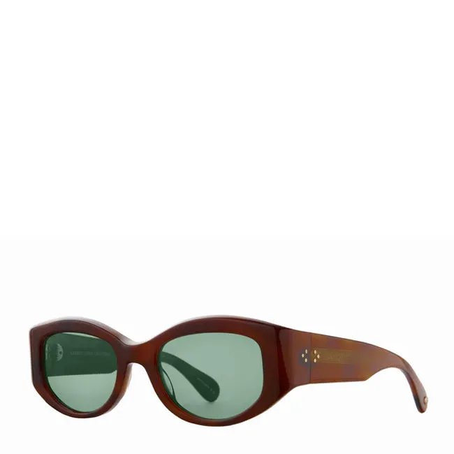 Garrett Leight Retro Biggie 49 Sunglasses Vintage Burnt Tortoise/Veridian