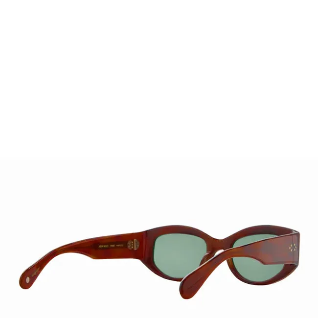 Garrett Leight Retro Biggie 49 Sunglasses Vintage Burnt Tortoise/Veridian
