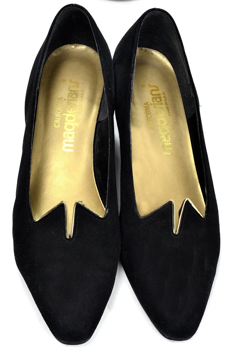 Harem Style Vintage Magdesian Black Suede Gold Shoes 6.5