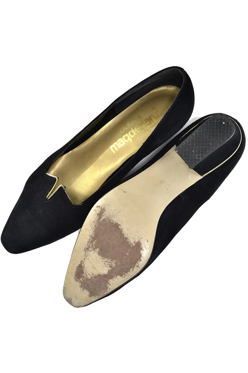Harem Style Vintage Magdesian Black Suede Gold Shoes 6.5
