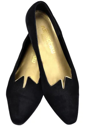 Harem Style Vintage Magdesian Black Suede Gold Shoes 6.5