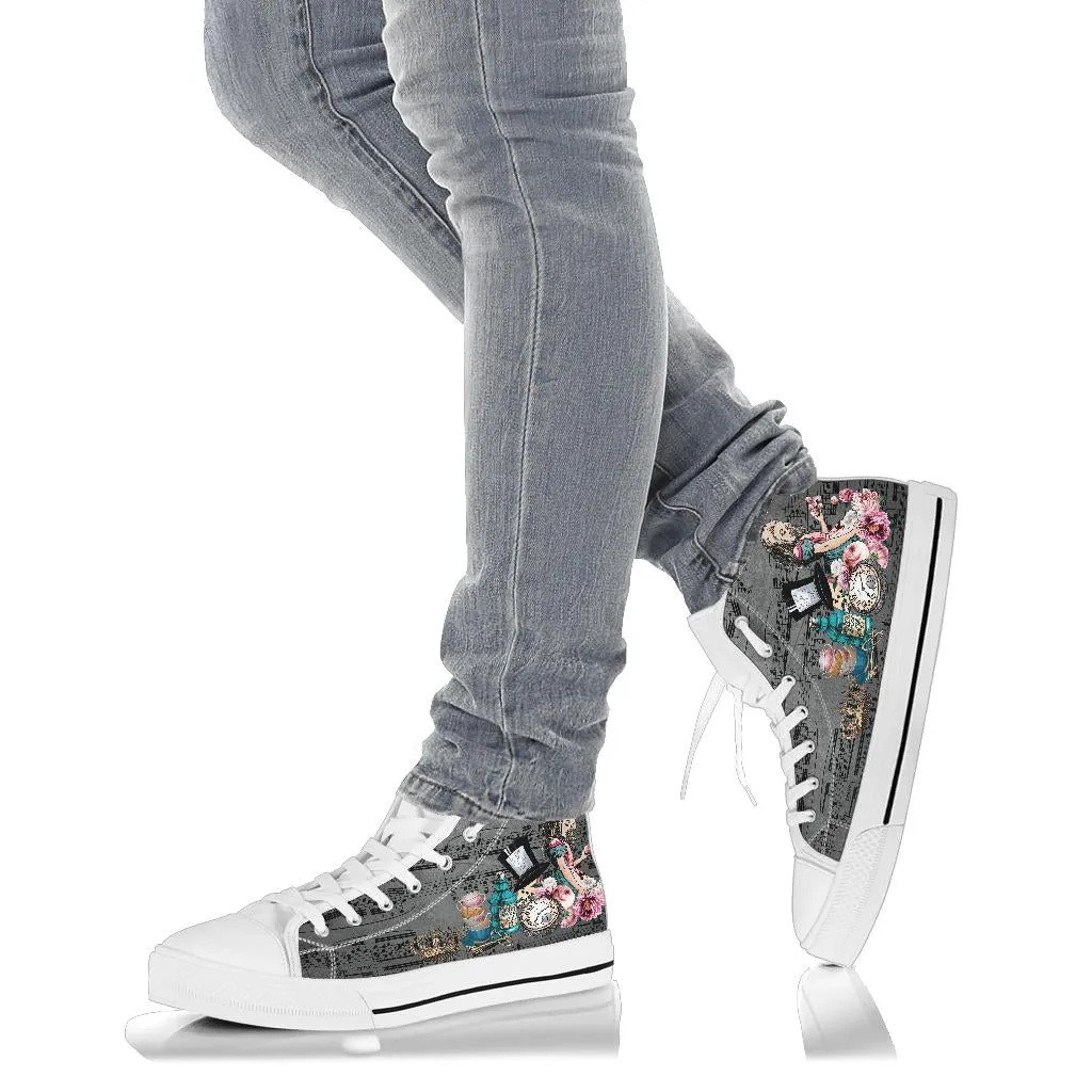 High Top Sneakers - Alice in Wonderland Gifts #105W Colorful Series | Birthday Gifts, Gift Idea, Custom Canvas Shoes, Cute Kawaii Aesthetic