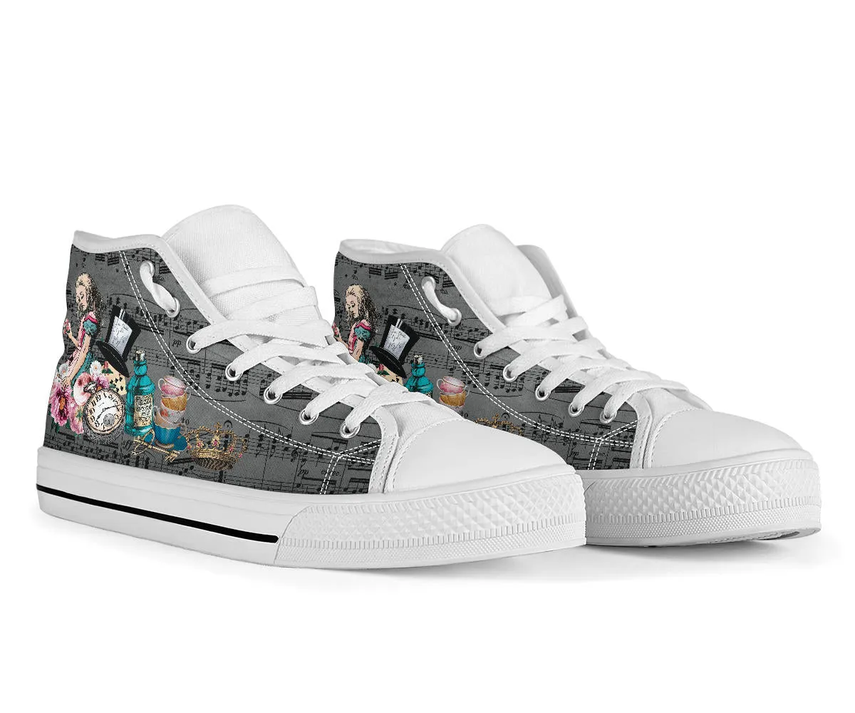High Top Sneakers - Alice in Wonderland Gifts #105W Colorful Series | Birthday Gifts, Gift Idea, Custom Canvas Shoes, Cute Kawaii Aesthetic