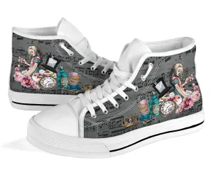 High Top Sneakers - Alice in Wonderland Gifts #105W Colorful Series | Birthday Gifts, Gift Idea, Custom Canvas Shoes, Cute Kawaii Aesthetic