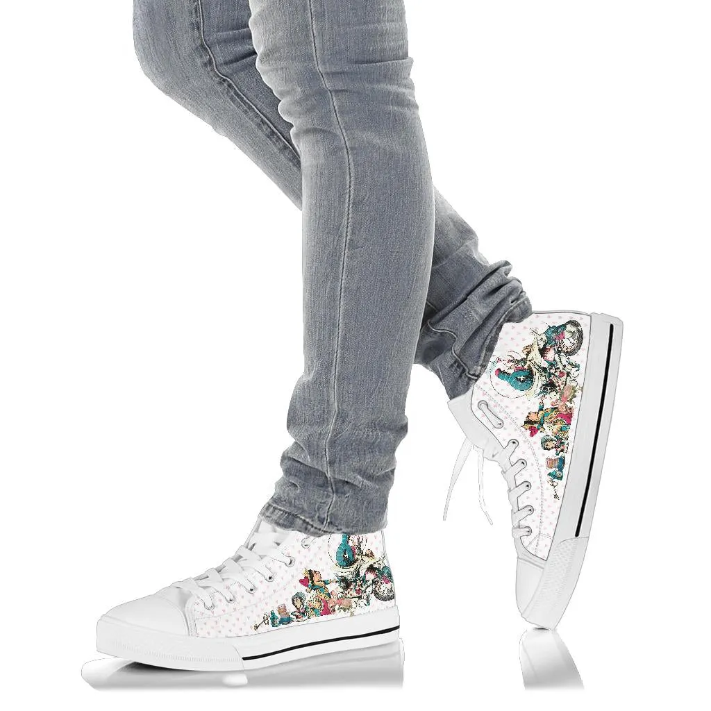 High Top Sneakers - Alice in Wonderland Gifts #107 Colorful Series | Birthday Gifts, Gift Idea, Custom Canvas Shoes, Cute Kawaii Aesthetic