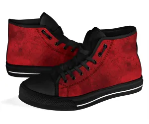 High Top Sneakers - Grunge Red | Birthday Gifts, Gift Idea, Women's 90s Cool Custom Canvas Shoes, Aesthetic, Unique, Cute, Kawaii Hi Tops