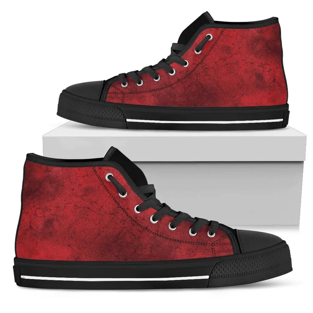 High Top Sneakers - Grunge Red | Birthday Gifts, Gift Idea, Women's 90s Cool Custom Canvas Shoes, Aesthetic, Unique, Cute, Kawaii Hi Tops