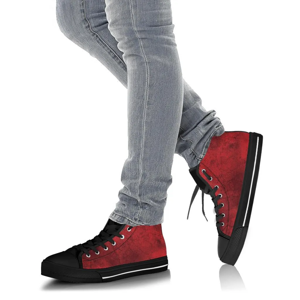 High Top Sneakers - Grunge Red | Birthday Gifts, Gift Idea, Women's 90s Cool Custom Canvas Shoes, Aesthetic, Unique, Cute, Kawaii Hi Tops