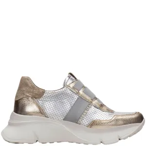 Hispanitas Gold & Silver Leather Slip On Chunky Sneakers
