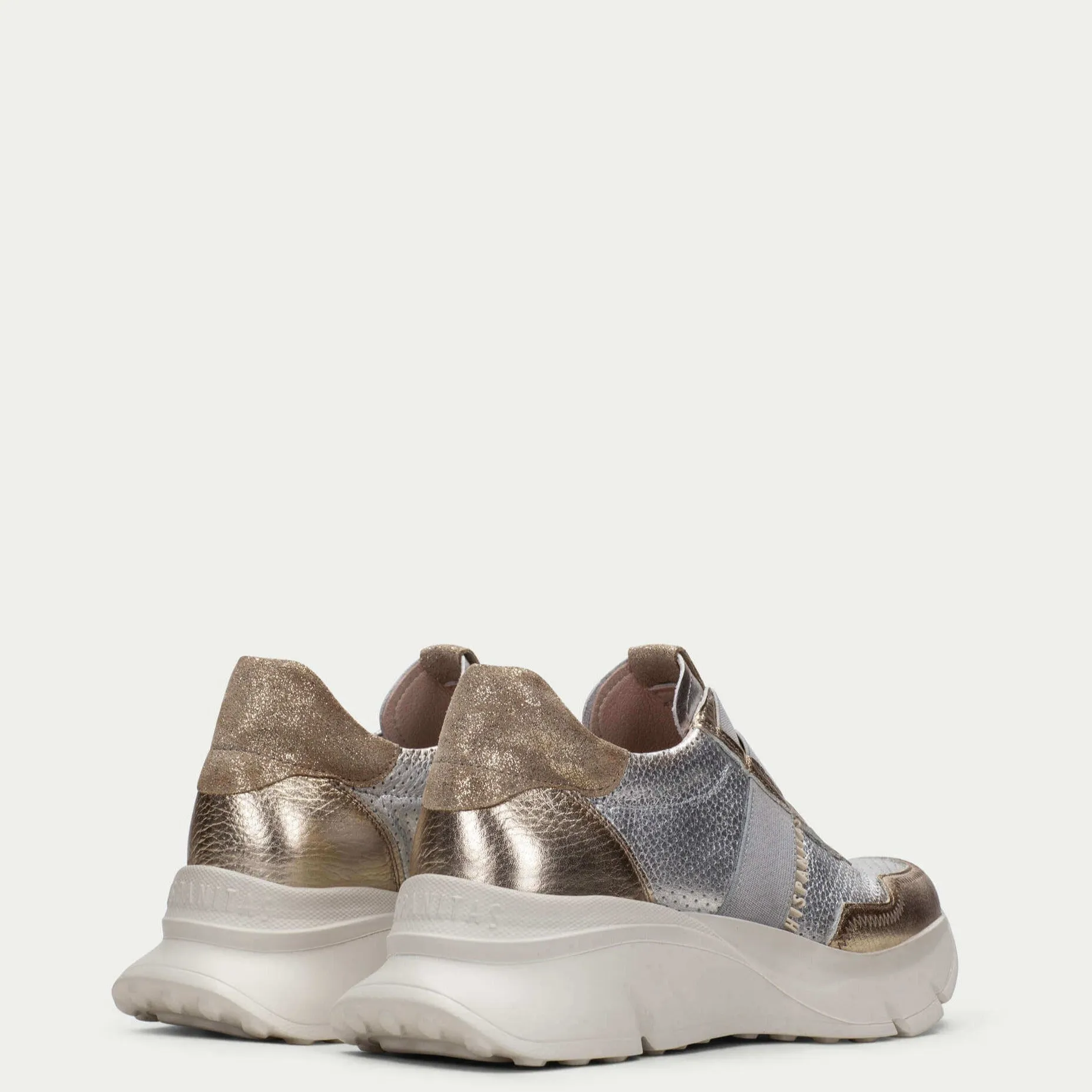 Hispanitas Gold & Silver Leather Slip On Chunky Sneakers