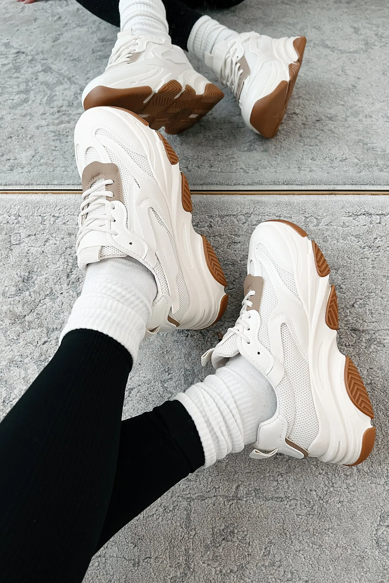 Kick Starter Chunky Dad Sneakers (White/Tan)