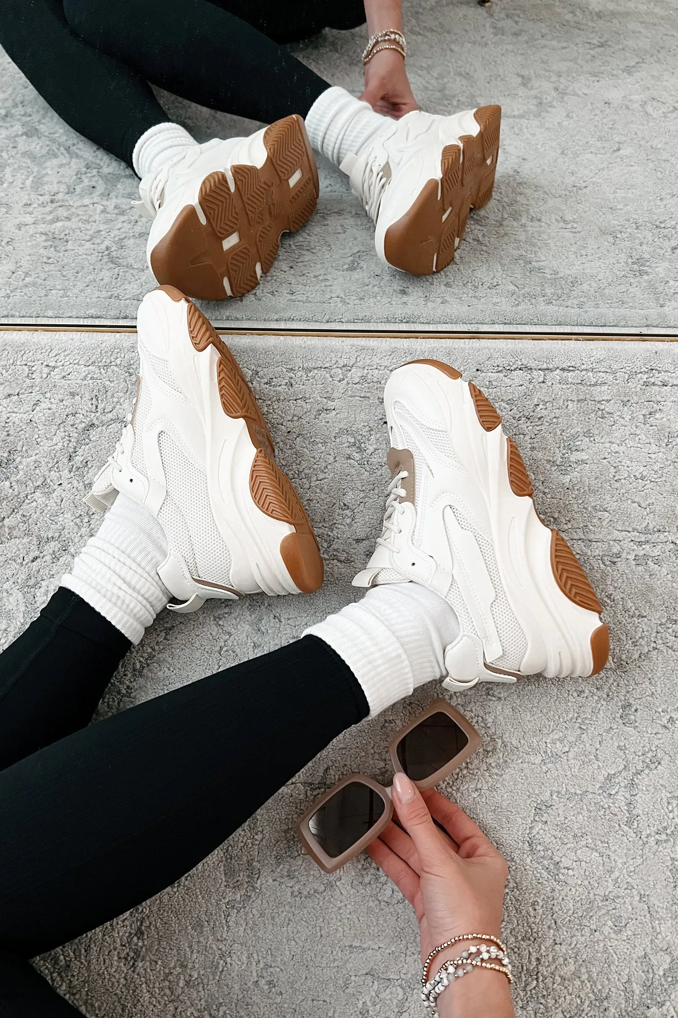 Kick Starter Chunky Dad Sneakers (White/Tan)