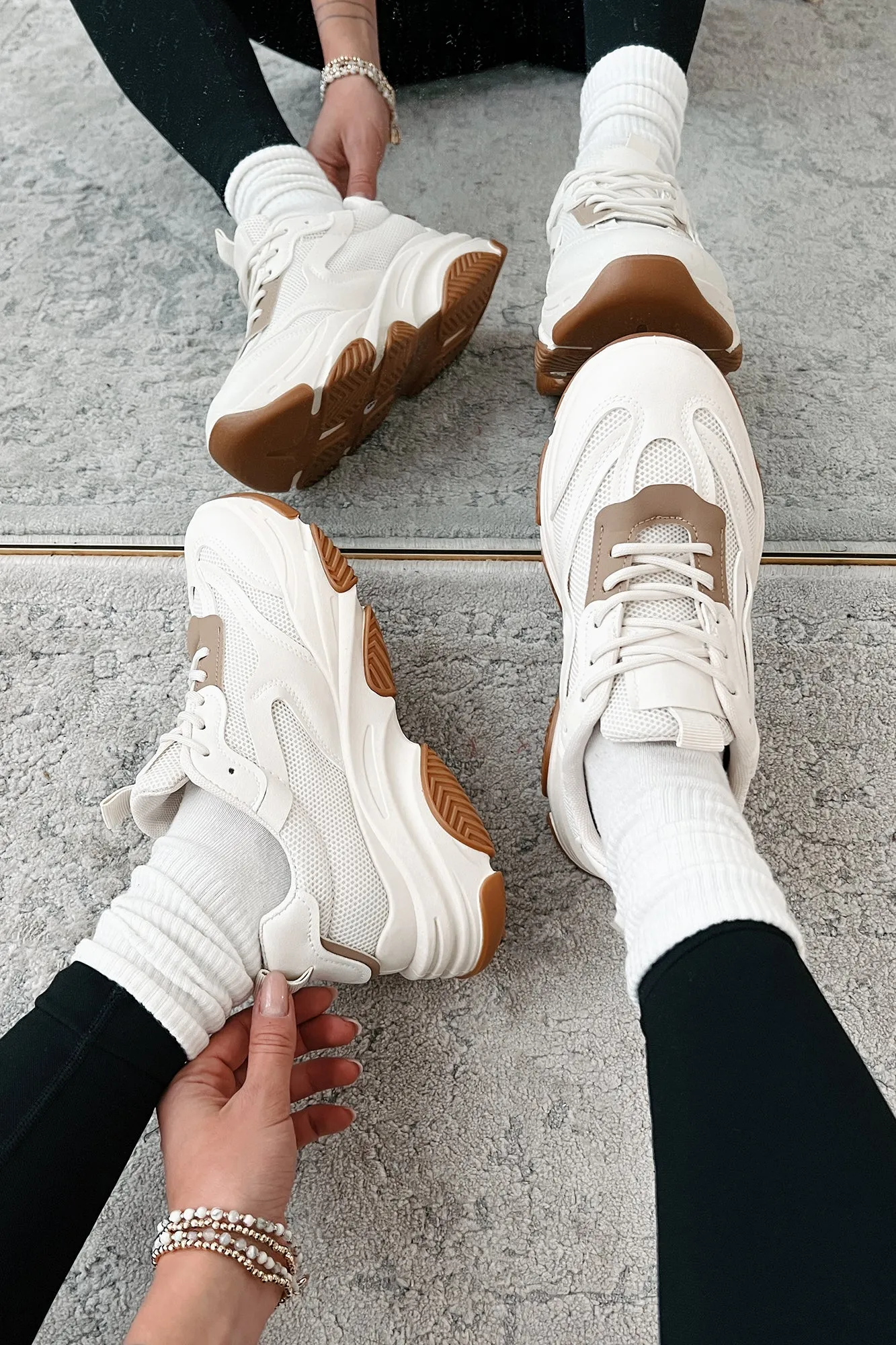 Kick Starter Chunky Dad Sneakers (White/Tan)