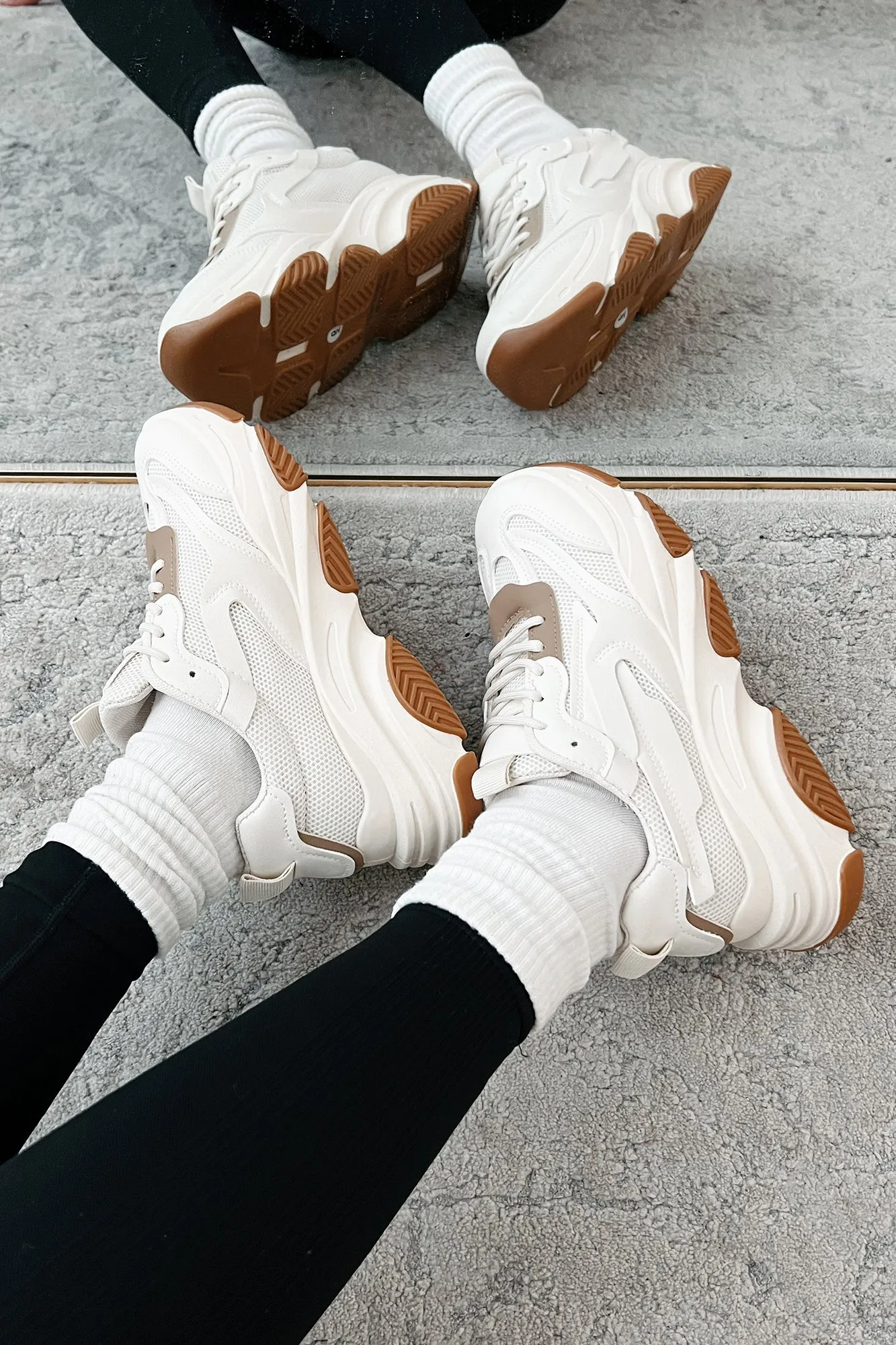 Kick Starter Chunky Dad Sneakers (White/Tan)