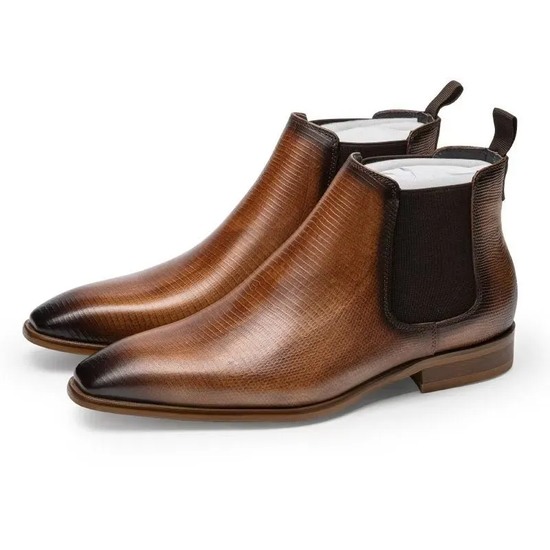 LeatherLux Exotic Fur-Lined Chelsea Boots