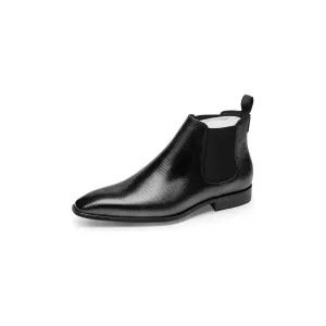 LeatherLux Exotic Fur-Lined Chelsea Boots