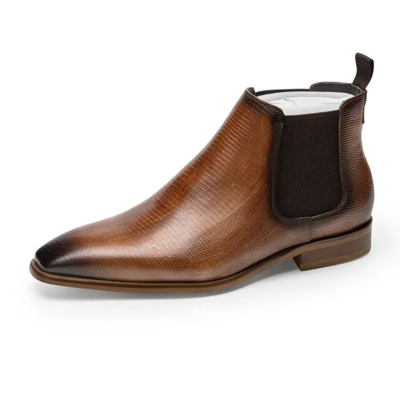 LeatherLux Exotic Fur-Lined Chelsea Boots