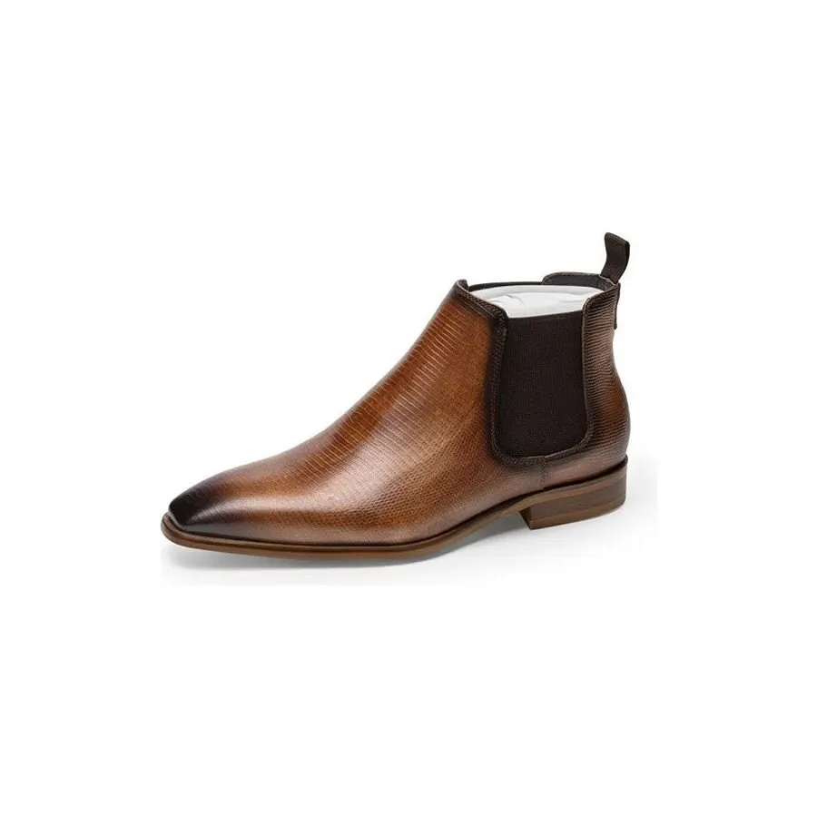 LeatherLux Exotic Fur-Lined Chelsea Boots