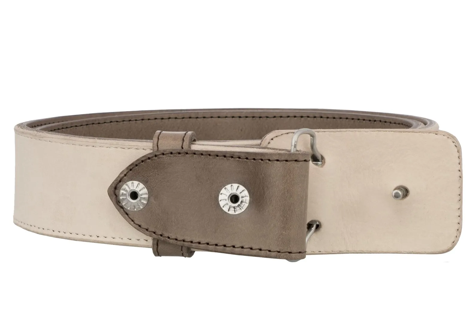 Light Brown Western Cowboy Belt Classic Solid Leather - Rodeo Buckle