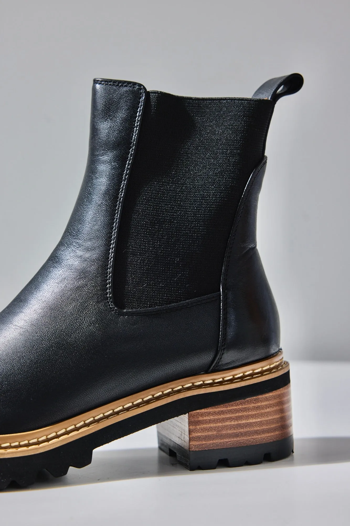 Linear Black Chelsea Elastic Ankle Boot