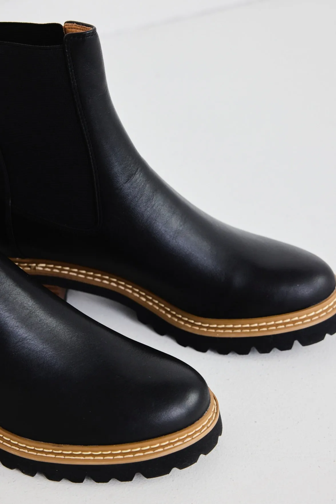 Linear Black Chelsea Elastic Ankle Boot