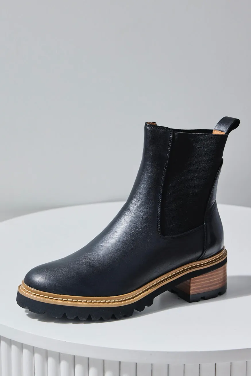 Linear Black Chelsea Elastic Ankle Boot