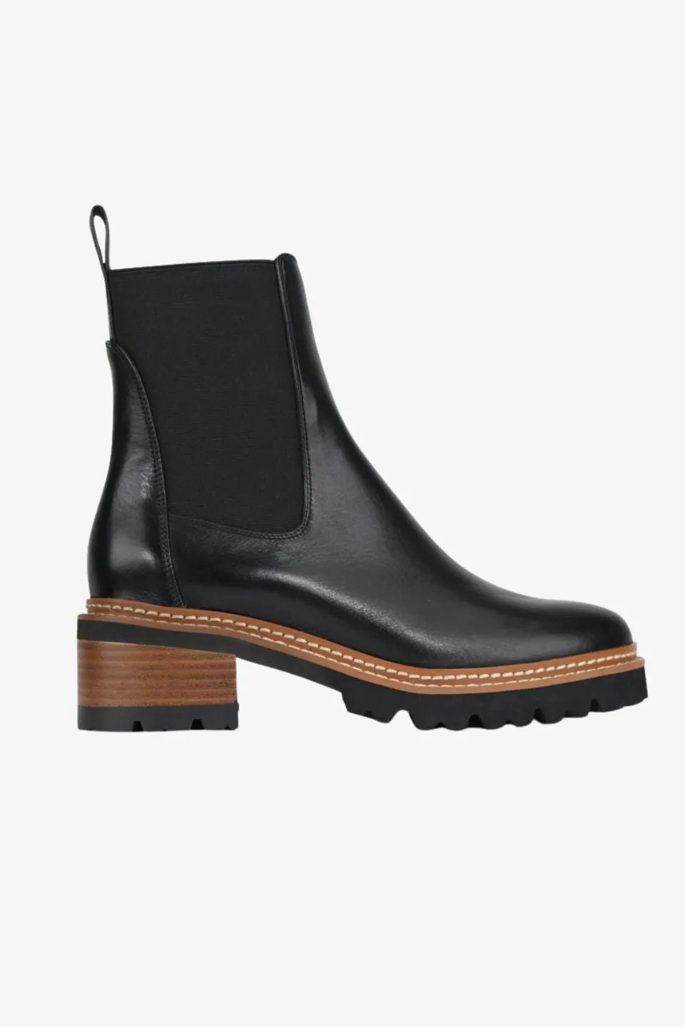 Linear Black Chelsea Elastic Ankle Boot