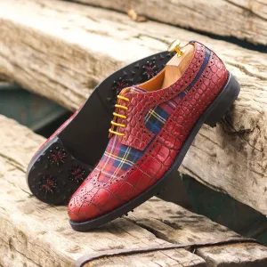 Longwing Blucher-Painted Croco, Sartorial, Red, Blue-Wholesale