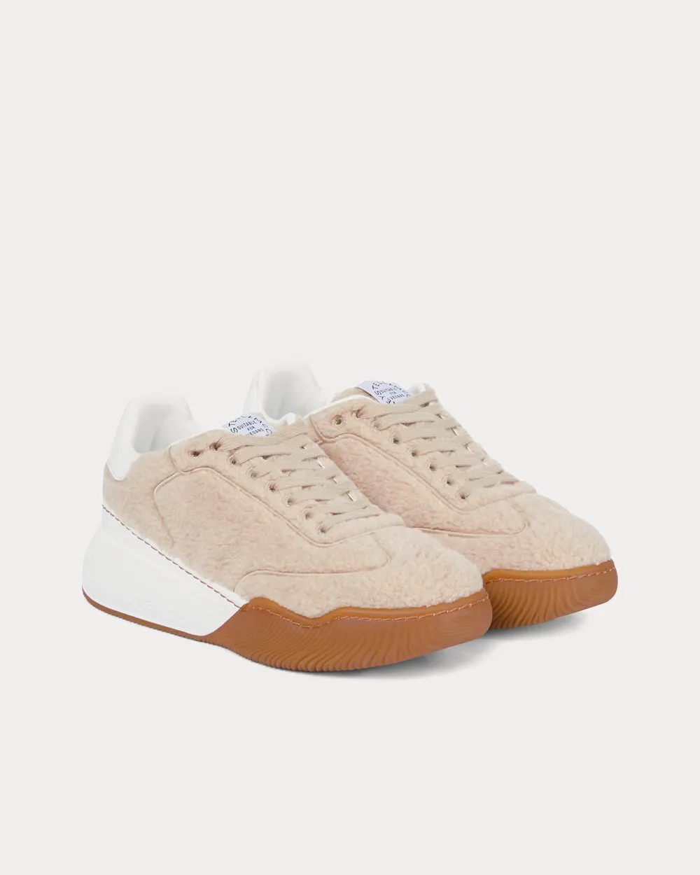 Loop Faux-Shearling Beige Low Top Sneakers
