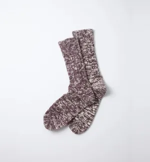 Low Gauge Slub Crew Socks (Burgundy)