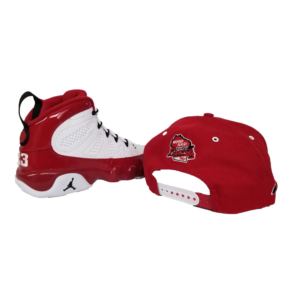 Matching New Era Milwaukee Braves Metal Badge Snapback Hat For Jordan 9 Gym Red