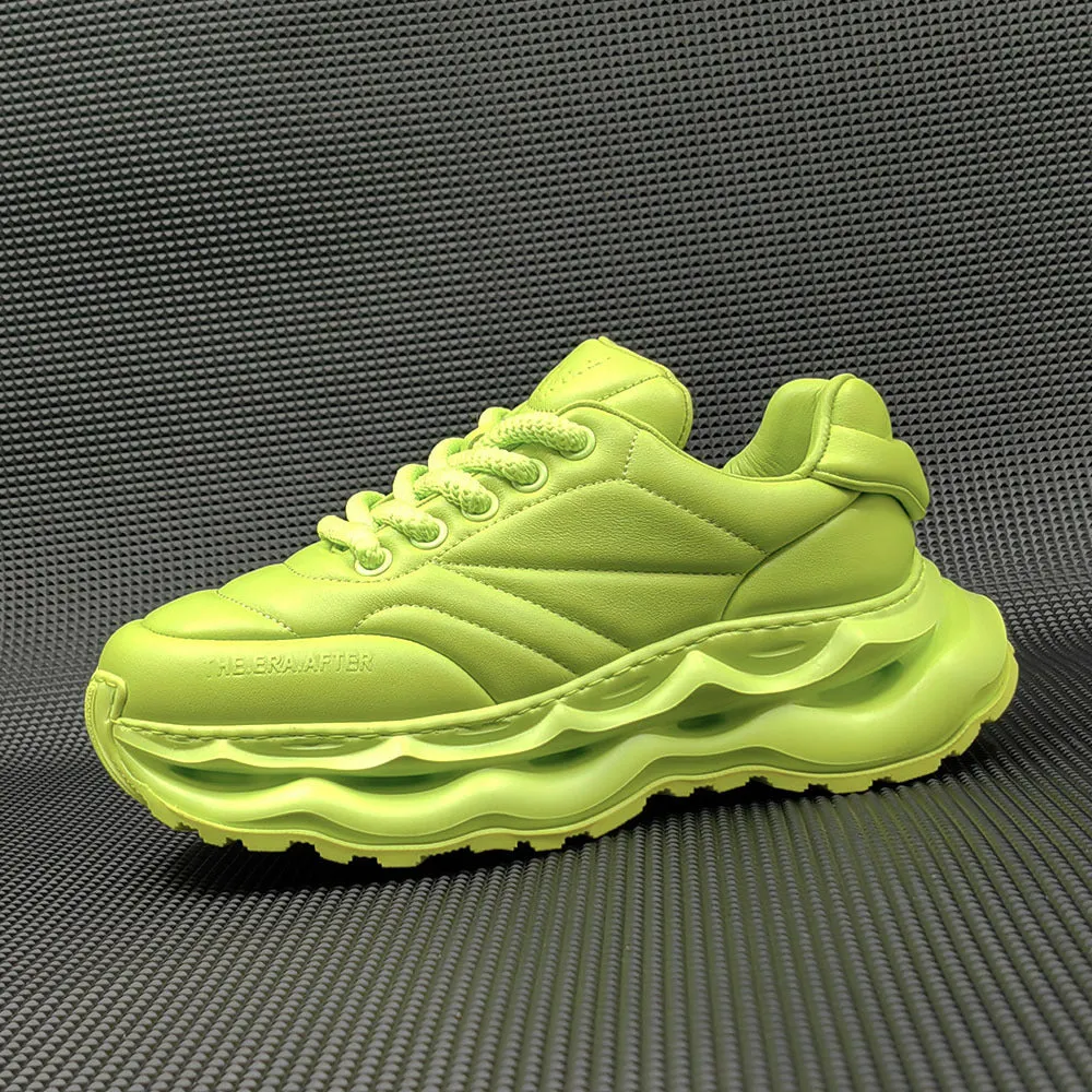 Men Minimalist Leather Casual Chunky Sneakers