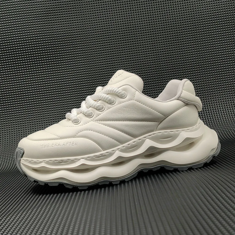 Men Minimalist Leather Casual Chunky Sneakers