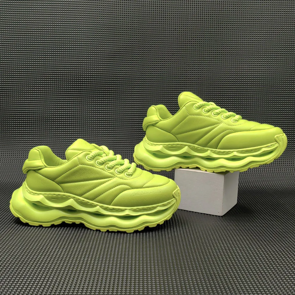 Men Minimalist Leather Casual Chunky Sneakers