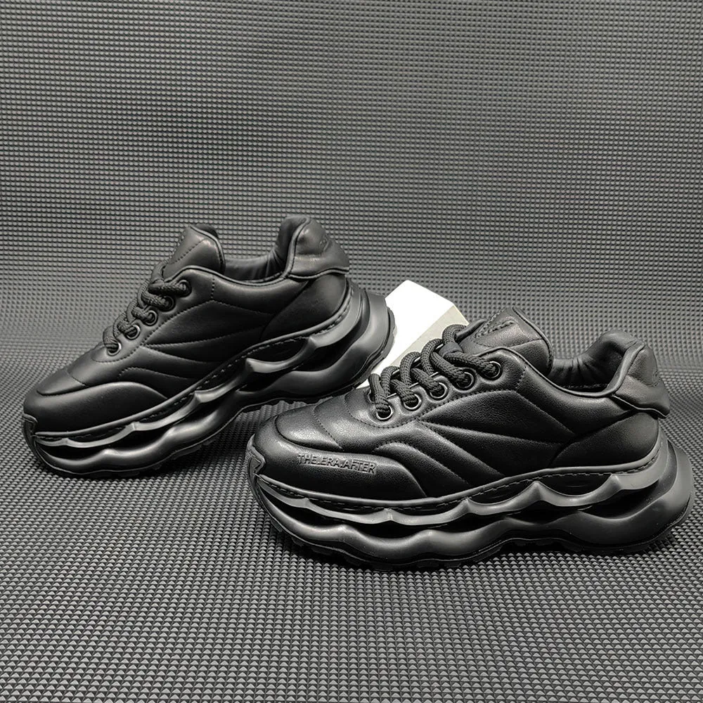 Men Minimalist Leather Casual Chunky Sneakers