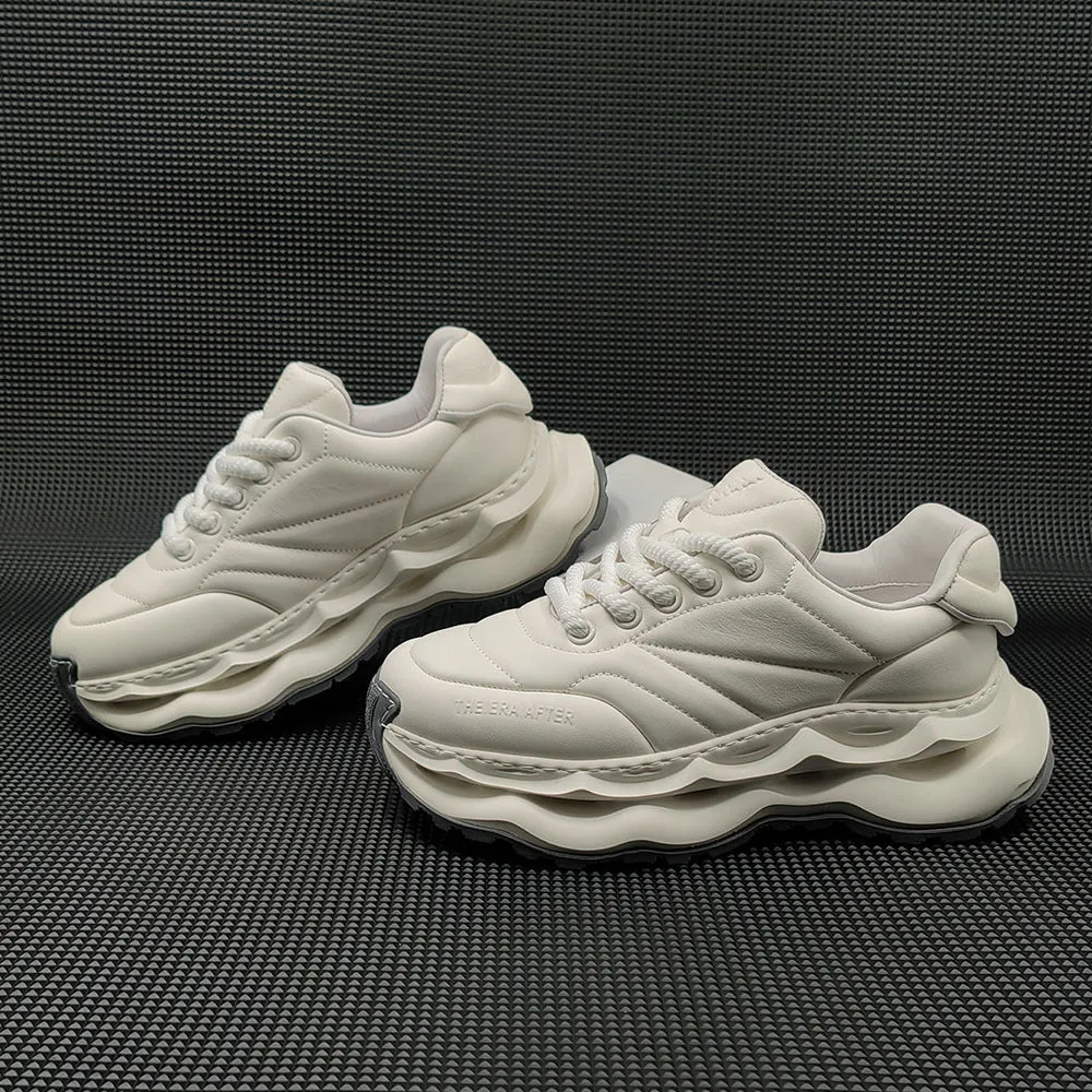 Men Minimalist Leather Casual Chunky Sneakers