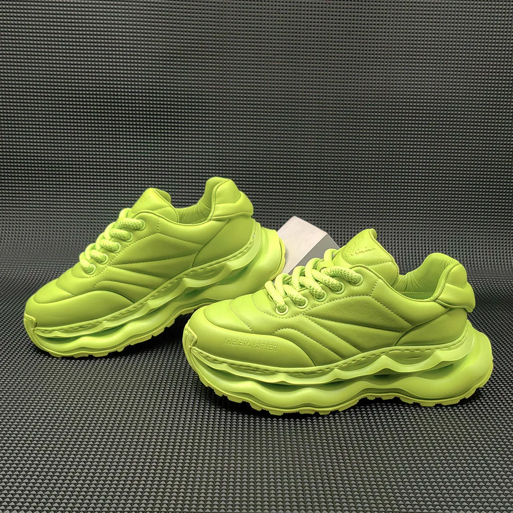 Men Minimalist Leather Casual Chunky Sneakers
