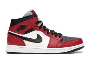 Men's Air Jordan 1 Mid "Chicago Toe" (Black/Gym Red/White)(554724-069)