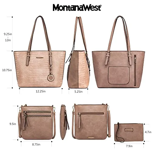 Montana West Totes Large Purse Shoulder Handbag with Wallet Set for Women 3 Pcs MWC3-G053PK2