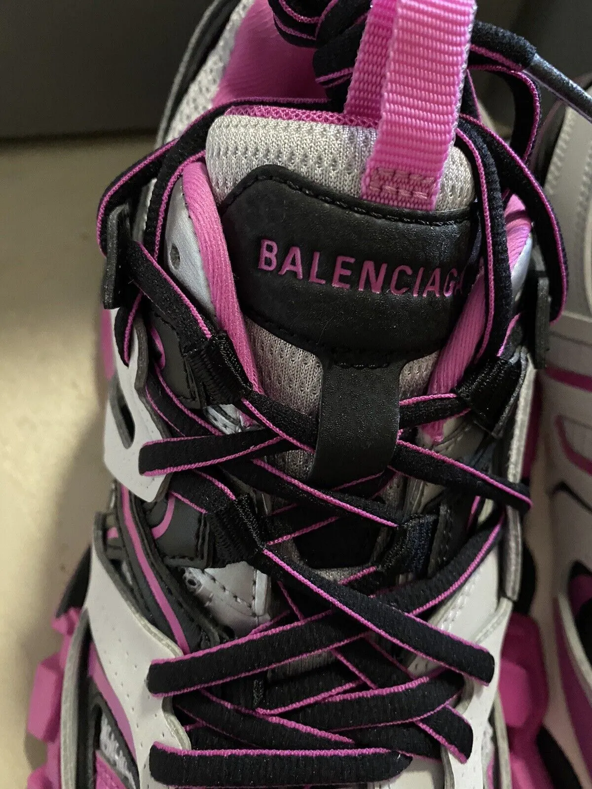 NIB $1050 Balenciaga Women Track LED Sneakers Shoes Gray/Pink 8 US/38 Eu